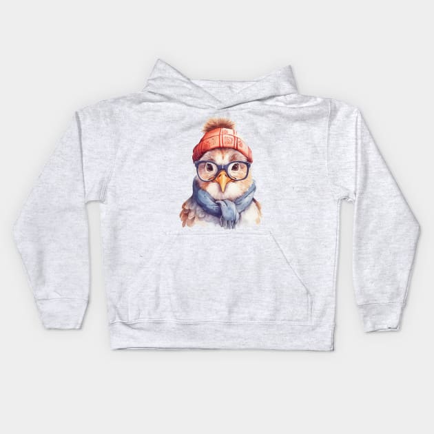 Cozy Chicken in an Orange Hat Kids Hoodie by Things2followuhome